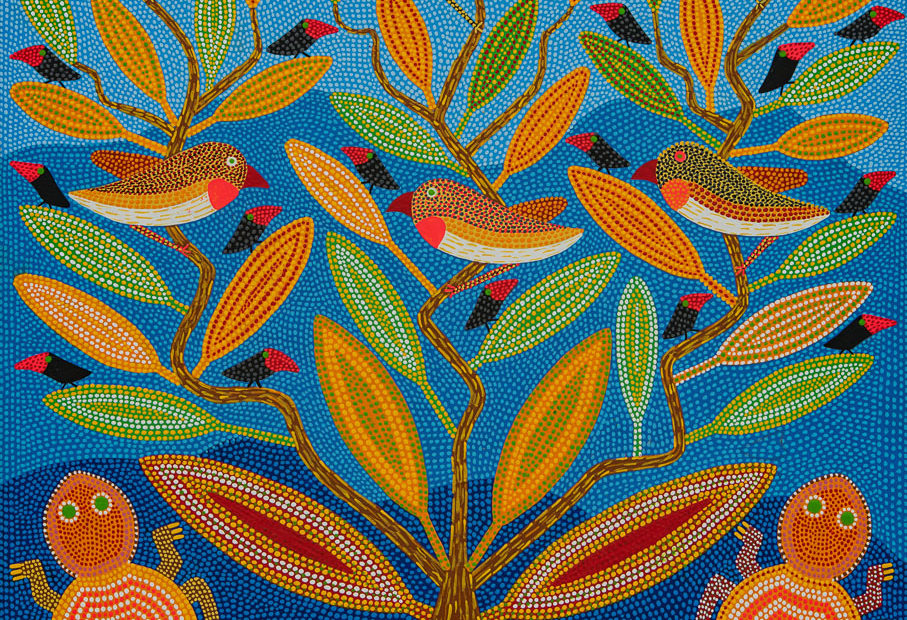 Pintura Passarinhos do Bico Vermelho